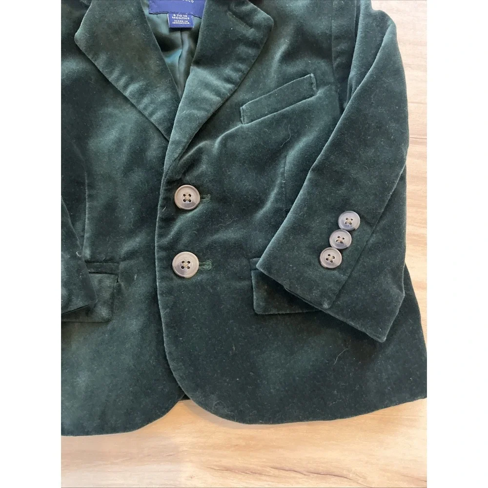 Janie and Jack Boys Green Velvet Jacket‎ 6-12 Months, Spring, Christmas, Holiday
